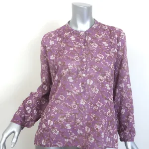 Isabel Marant Etoile Maria Blouse Purple Floral Print Size 40 Long Sleeve Top