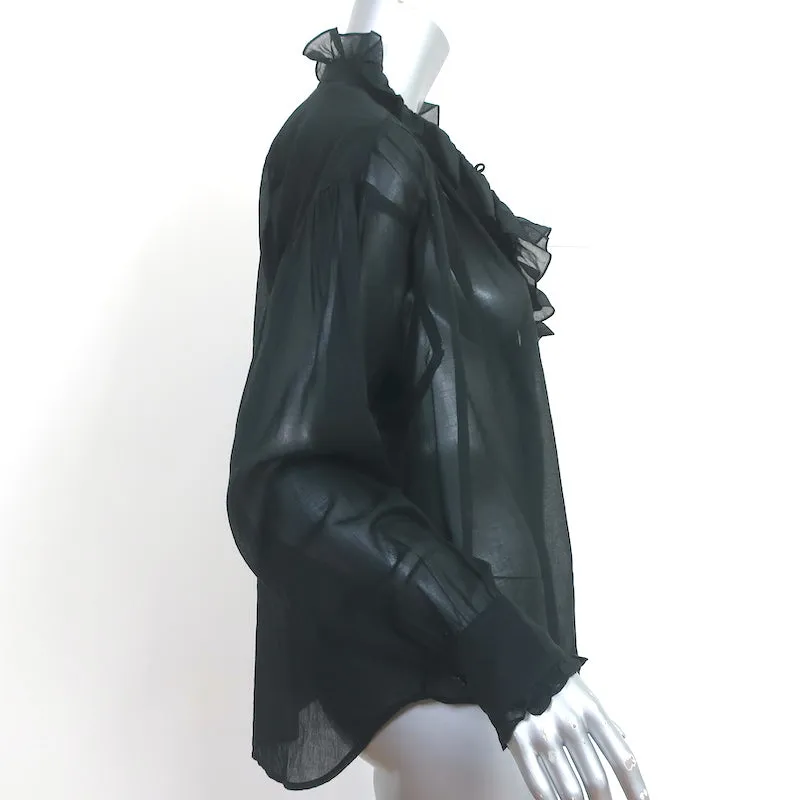 Isabel Marant Etoile Pamias Blouse à Volants Noir en Coton Taille 34 Haut à Manches Longues