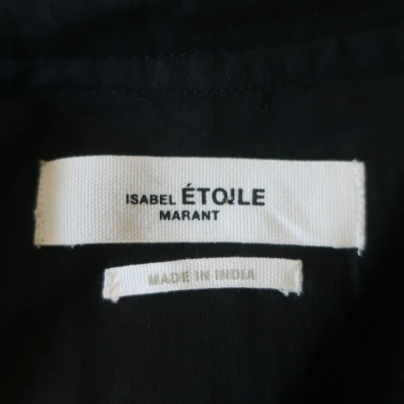 Isabel Marant Etoile Pamias Blouse à Volants Noir en Coton Taille 34 Haut à Manches Longues