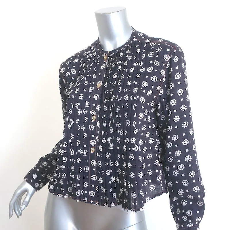Isabel Marant Etoile Blouse Plissée Imprimé Floral Marine Taille 34 Haut à Manches Longues