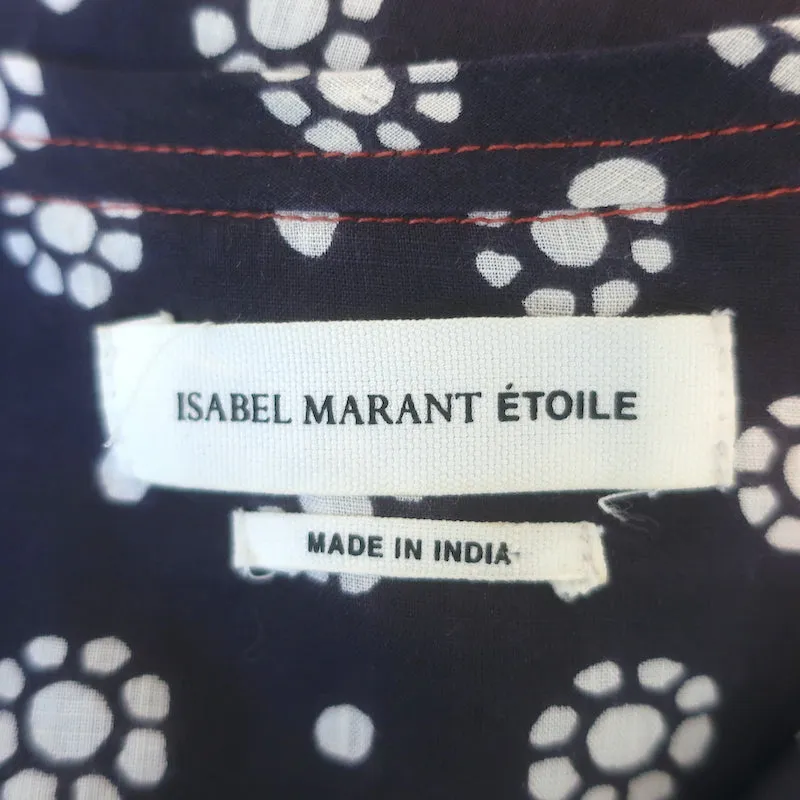 Isabel Marant Etoile Blouse Plissée Imprimé Floral Marine Taille 34 Haut à Manches Longues