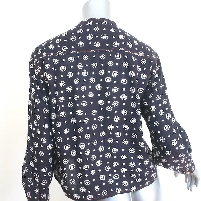 Isabel Marant Etoile Blouse Plissée Imprimé Floral Marine Taille 34 Haut à Manches Longues