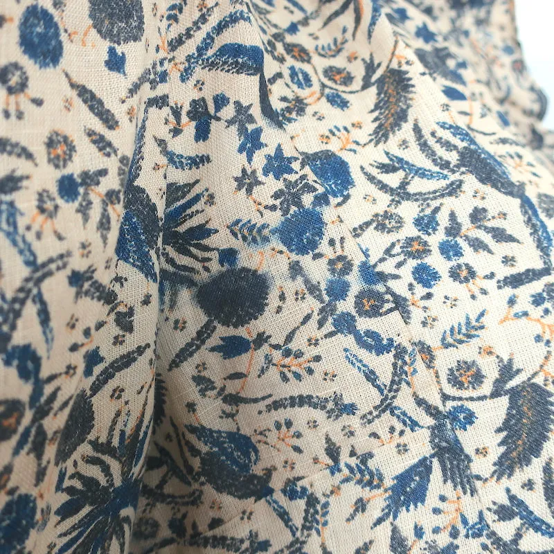 Isabel Marant Etoile Chemise à Volants Boutonnée Imprimée en Lin Beige Taille 38