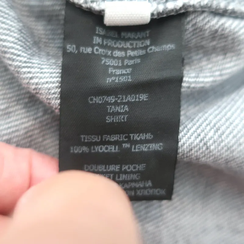 Chemise oversize Tania grise taille 38 à manches longues Isabel Marant Etoile