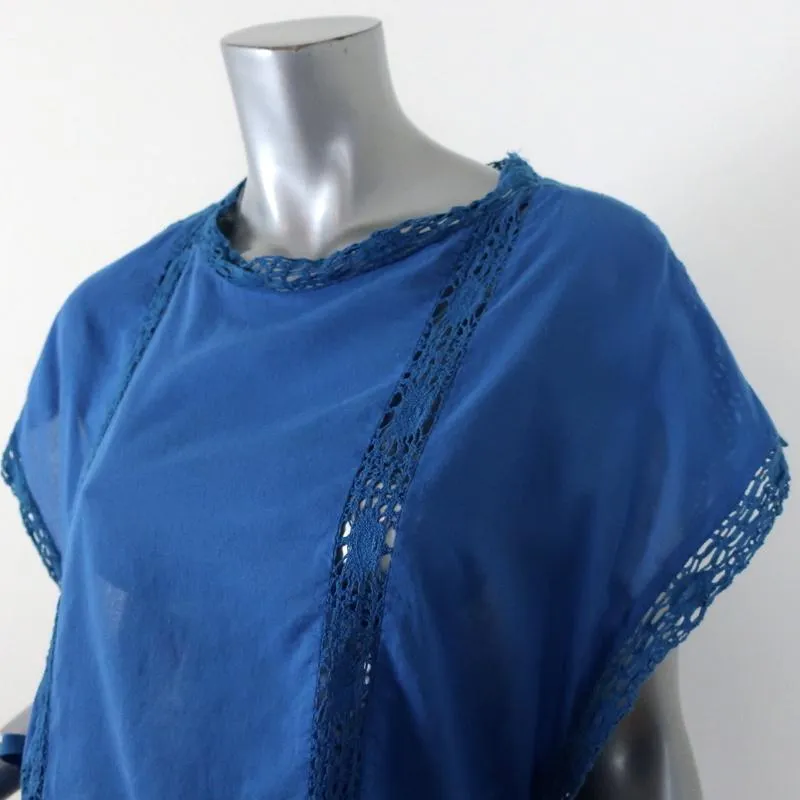 Isabel Marant Etoile Top Duffy Blouse en Coton à Broderie Bleue Taille 34 avec Nœud Latéral