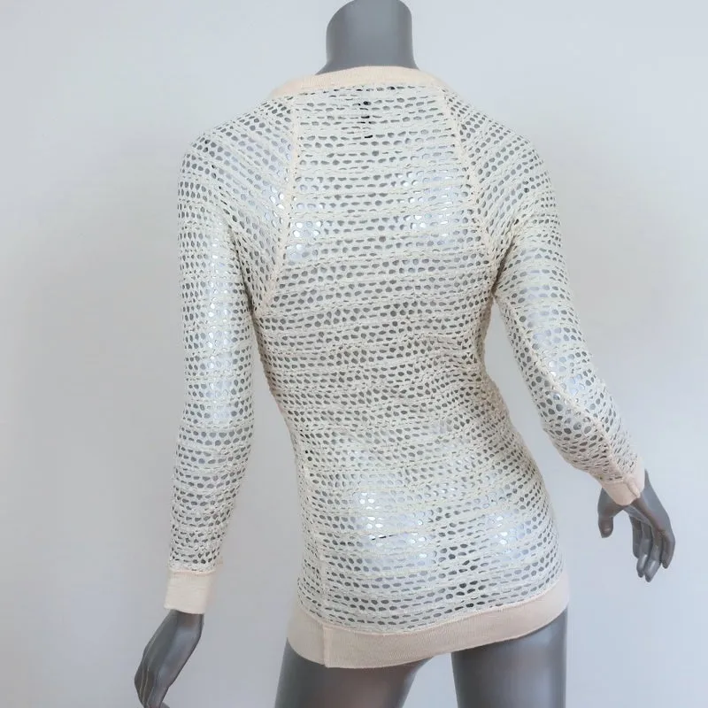Pull Isabel Marant en coton extensible couleur crème à manches longues taille 1 avec motif résille