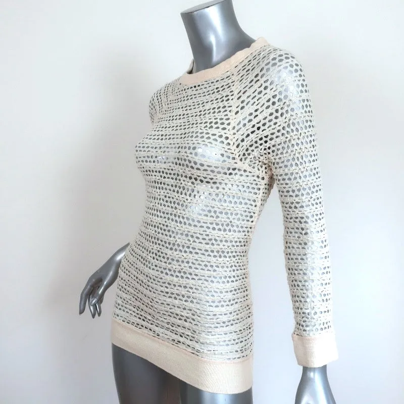 Pull Isabel Marant en coton extensible couleur crème à manches longues taille 1 avec motif résille