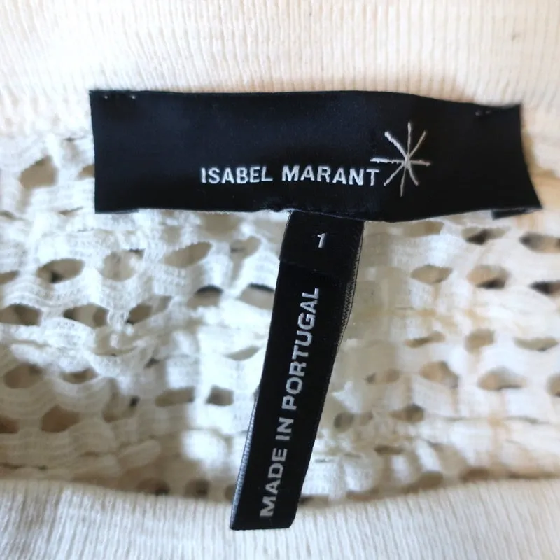 Pull Isabel Marant en coton extensible couleur crème à manches longues taille 1 avec motif résille