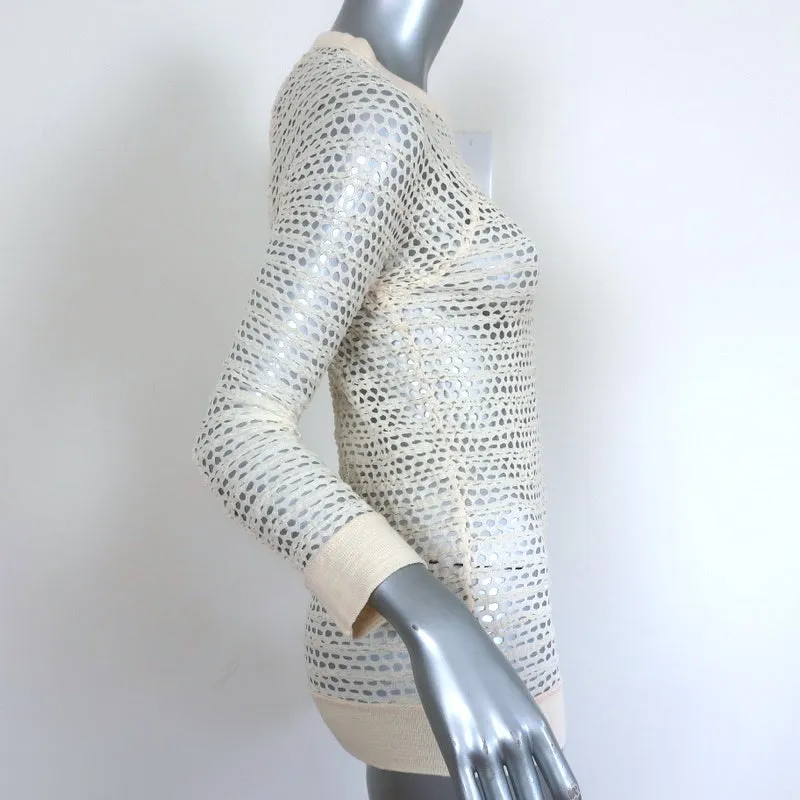 Pull Isabel Marant en coton extensible couleur crème à manches longues taille 1 avec motif résille