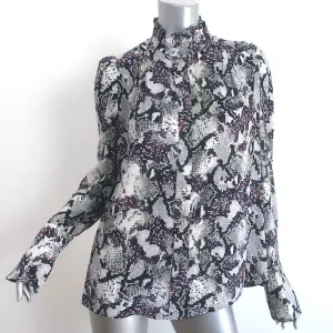 Isabel Marant Lamia Blouse Snakeskin Print Silk Size 44 Long Sleeve Top