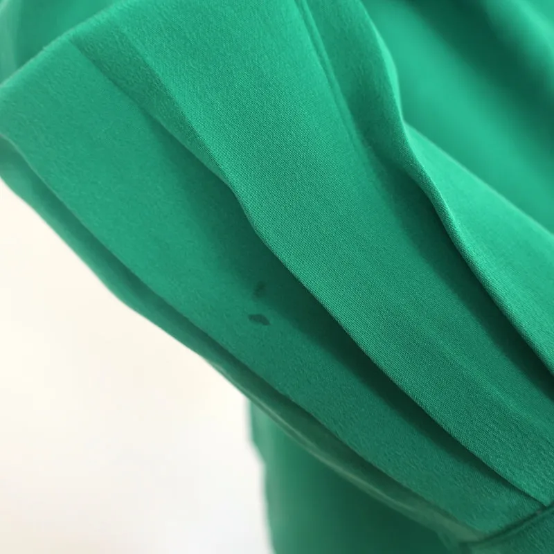 Isabel Marant Chemise Lamia à Col Volanté en Soie Verte Taille 34 Manches Longues