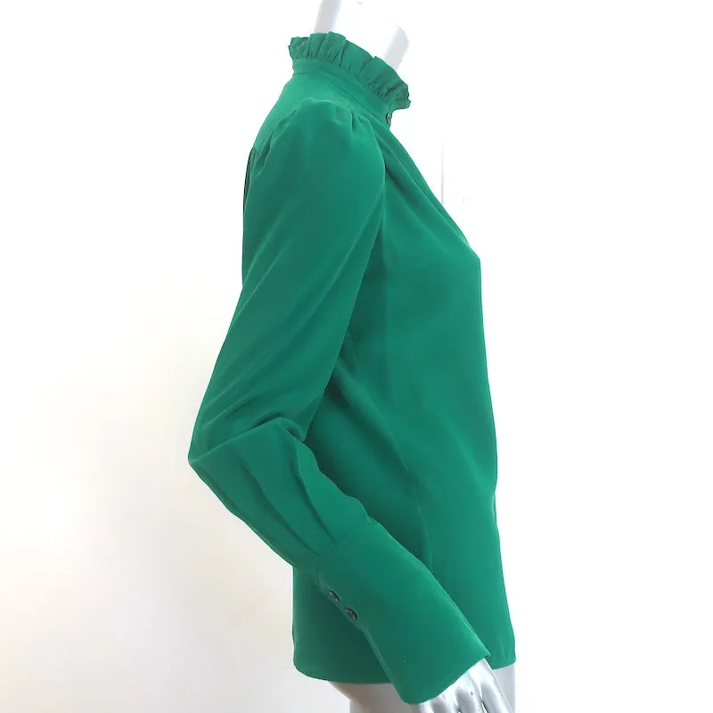 Isabel Marant Chemise Lamia à Col Volanté en Soie Verte Taille 34 Manches Longues