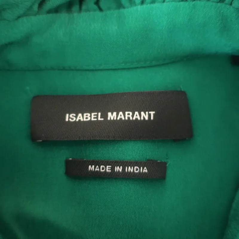 Isabel Marant Chemise Lamia à Col Volanté en Soie Verte Taille 34 Manches Longues