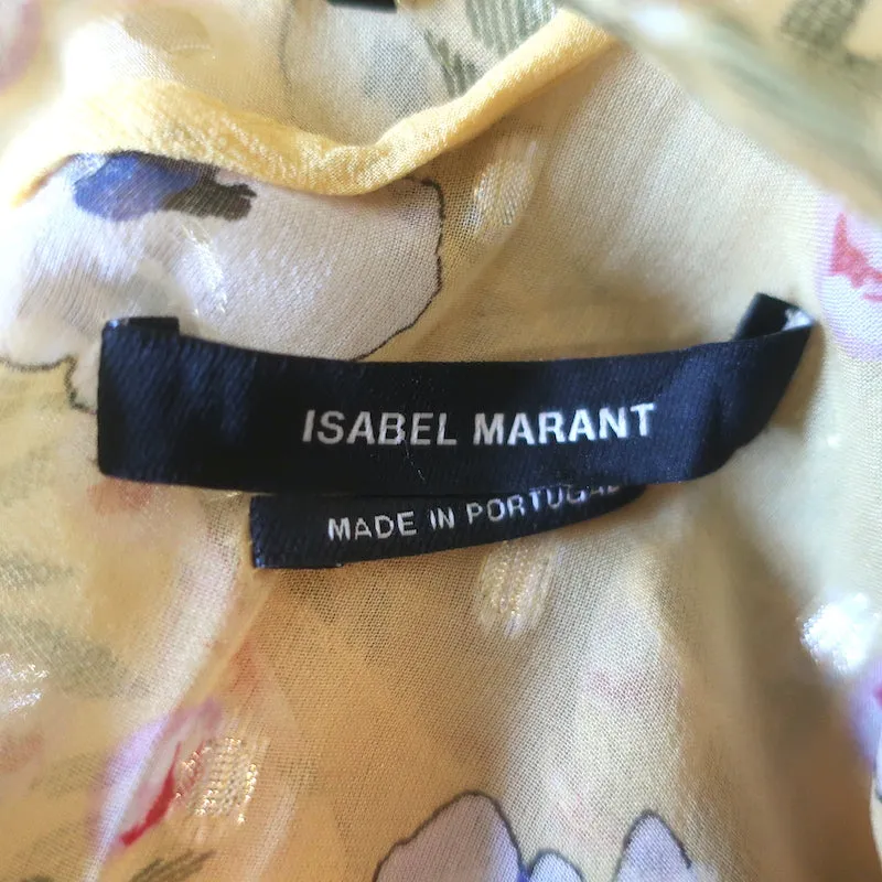 Isabel Marant Blouse à Volants Modèle Muster Imprimé Fleuri Jaune Taille 40 Haut à Dos Nu
