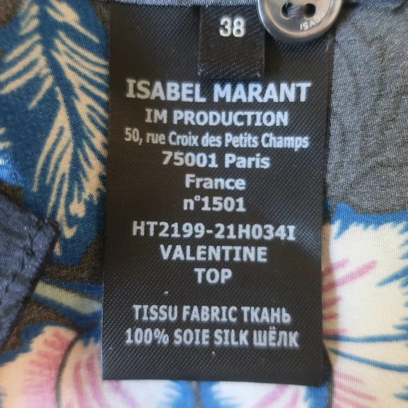 Isabel Marant Blouse Valentine Florale en Soie Taille 38 Manches Longues