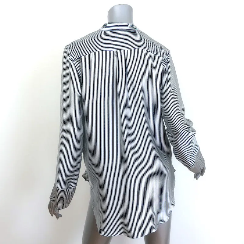 Jenni Kayne Chemise en Soie Rayée Marine/Blanc Taille Très Petit Haut à Manches Longues