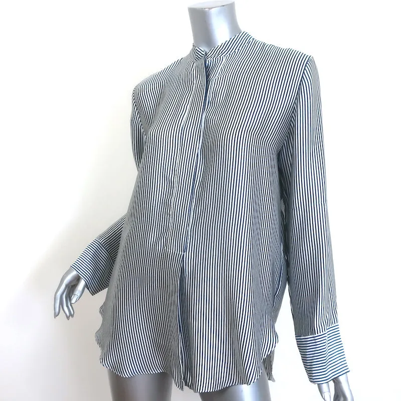 Jenni Kayne Chemise en Soie Rayée Marine/Blanc Taille Très Petit Haut à Manches Longues