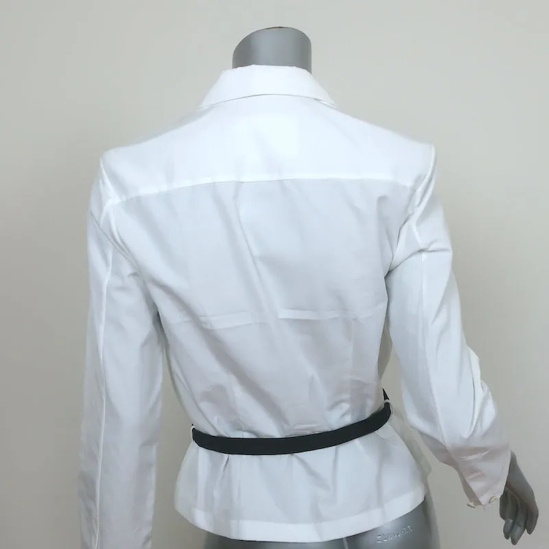 Chemise ceinturée Jil Sander en popeline de coton blanc Taille 36 Blouse à boutons