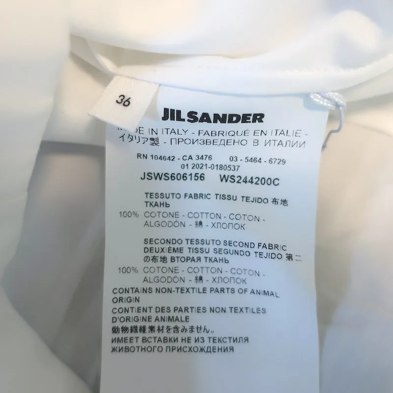 Chemise ceinturée Jil Sander en popeline de coton blanc Taille 36 Blouse à boutons
