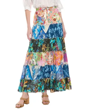Johnny Was Sebrina Tiered Silk Maxi Skirt