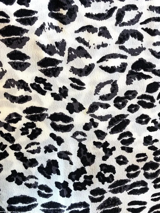 Joie Blouse Addie B Blanc/Noir Imprimé Léopard Soie Taille Moyenne Haut à Manches 3/4