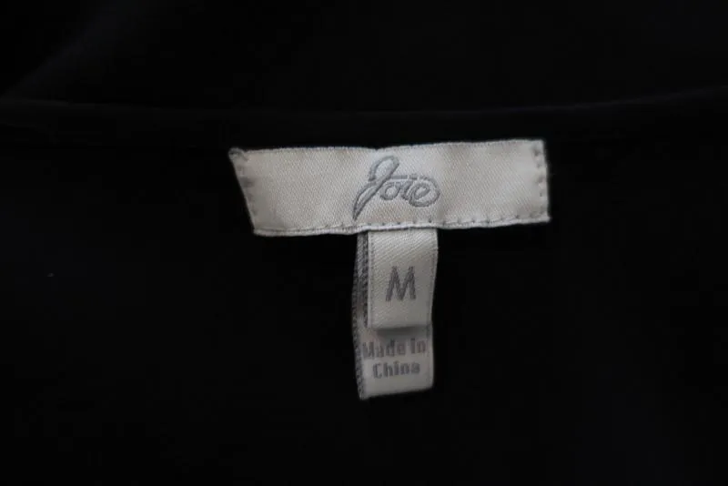 Joie Blouse Versailles Noir Dentelle Panneaux Soie Taille Moyen Haut Sans Manches