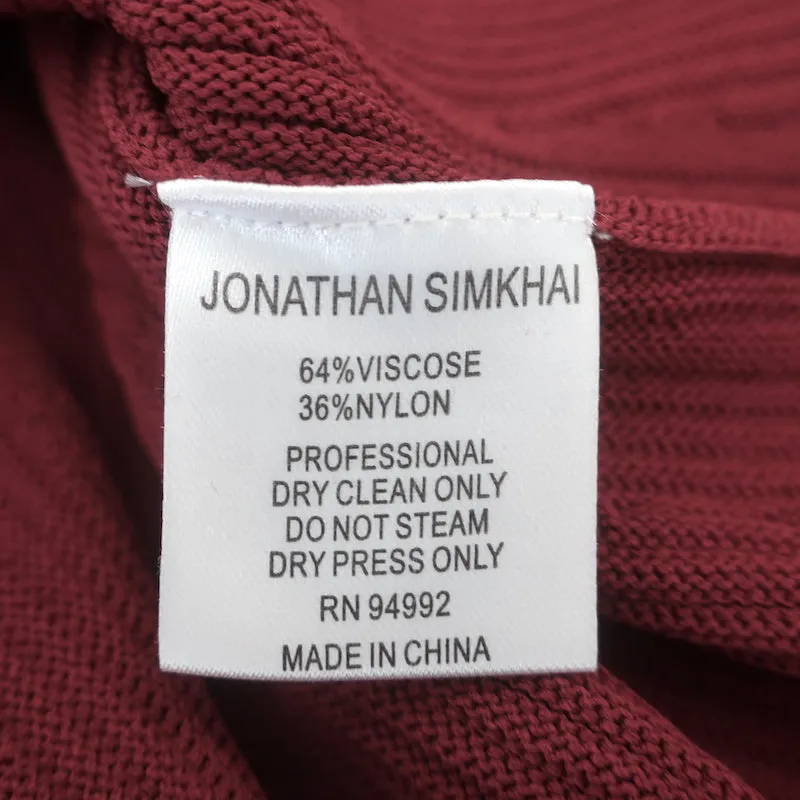 Jonathan Simkhai Haut à empiècement peplum manches cloche en jersey côtelé couleur cabernet taille S