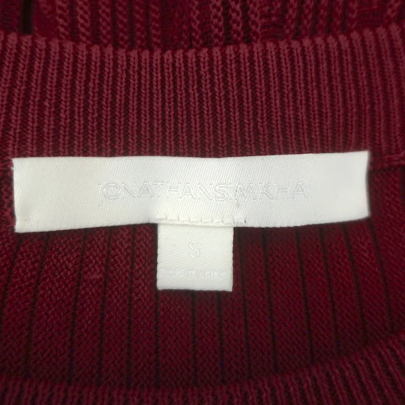 Jonathan Simkhai Haut à empiècement peplum manches cloche en jersey côtelé couleur cabernet taille S