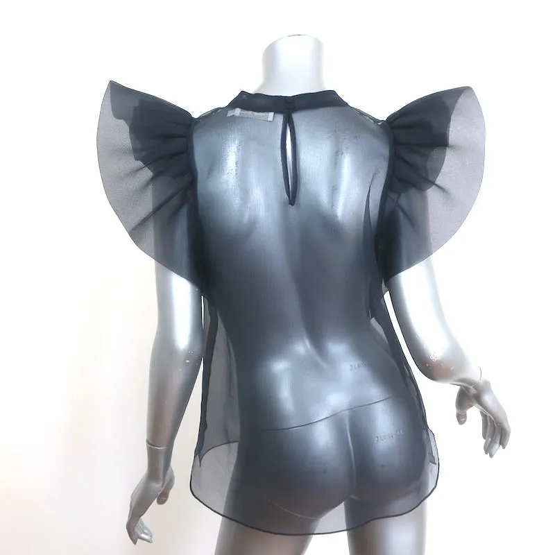 Jonathan Simkhai Corina Haut en organza froncé Marine Taille S