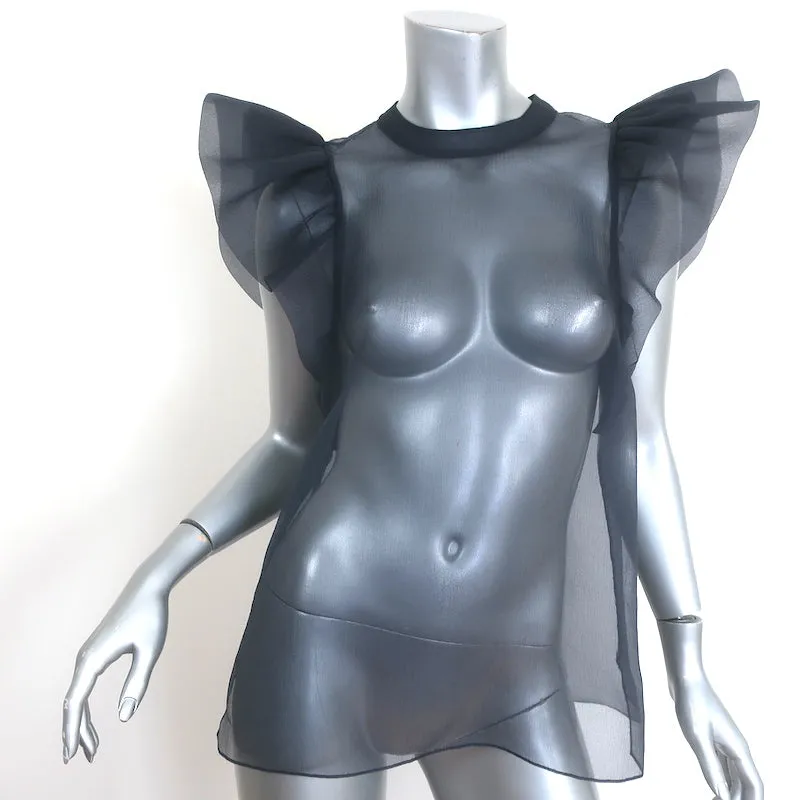 Jonathan Simkhai Corina Haut en organza froncé Marine Taille S