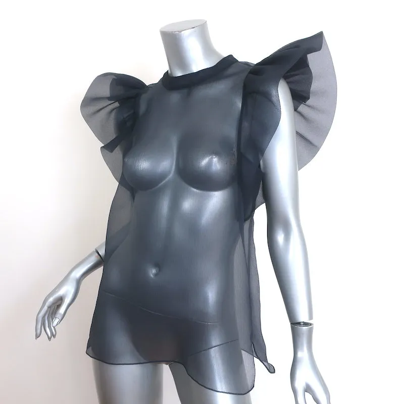 Jonathan Simkhai Corina Haut en organza froncé Marine Taille S