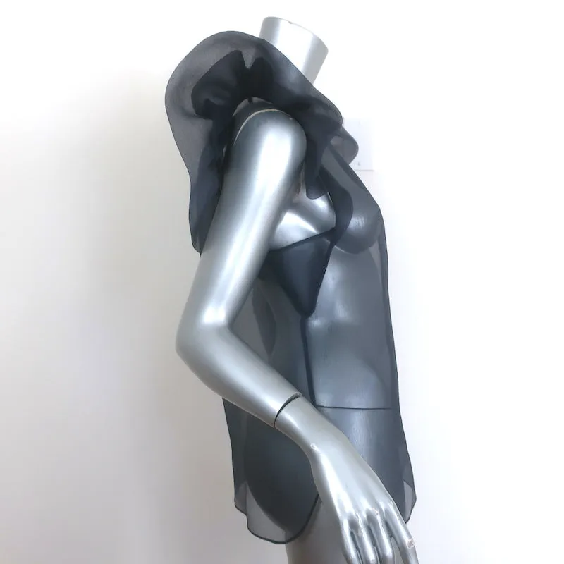 Jonathan Simkhai Corina Haut en organza froncé Marine Taille S