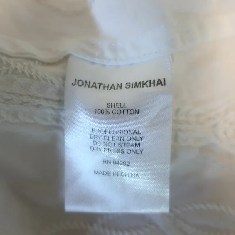 Jonathan Simkhai Haut à manches blouson en coton blanc brodé et crocheté taille 6