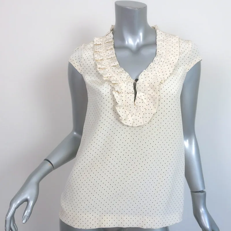 Kate Spade Blouse à Volants et à Pois Ivoire Taille Très Petite Manches Courtes NEUVE