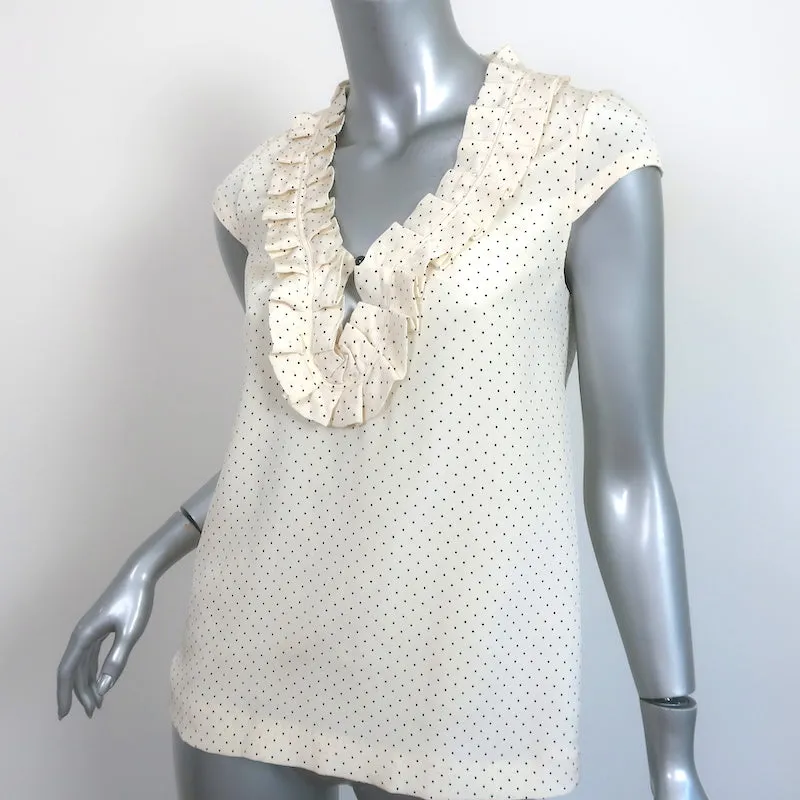 Kate Spade Blouse à Volants et à Pois Ivoire Taille Très Petite Manches Courtes NEUVE