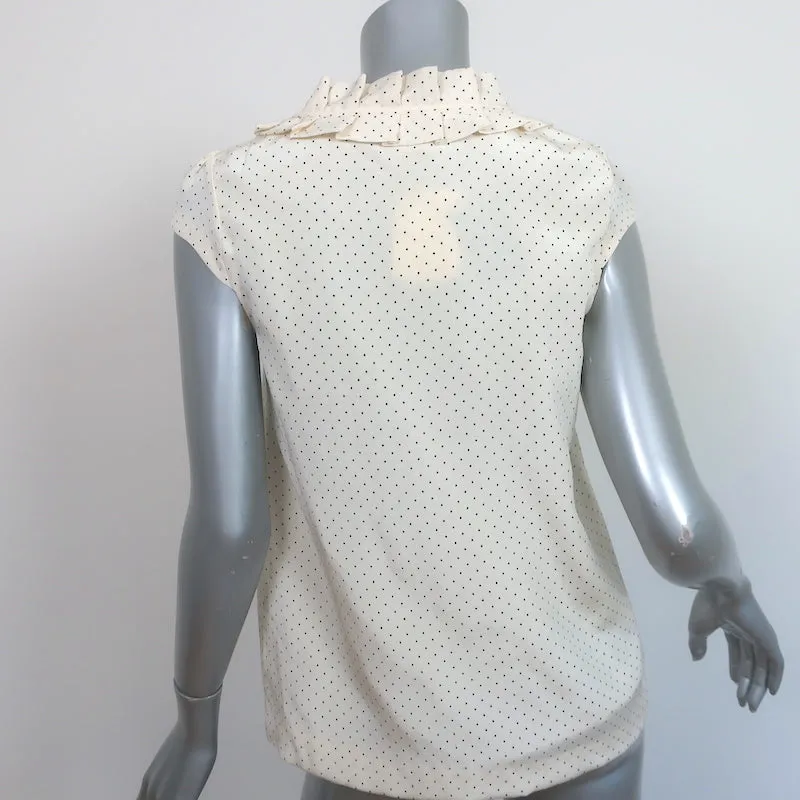 Kate Spade Blouse à Volants et à Pois Ivoire Taille Très Petite Manches Courtes NEUVE
