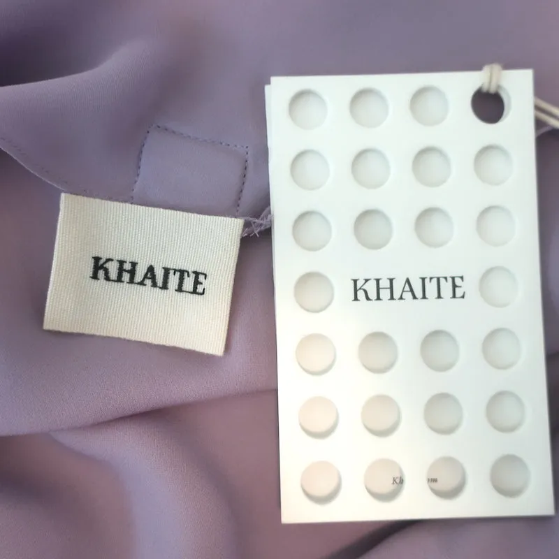 KHAITE Haut à dos ouvert Vita Lavande en soie froncée Taille L NEUF