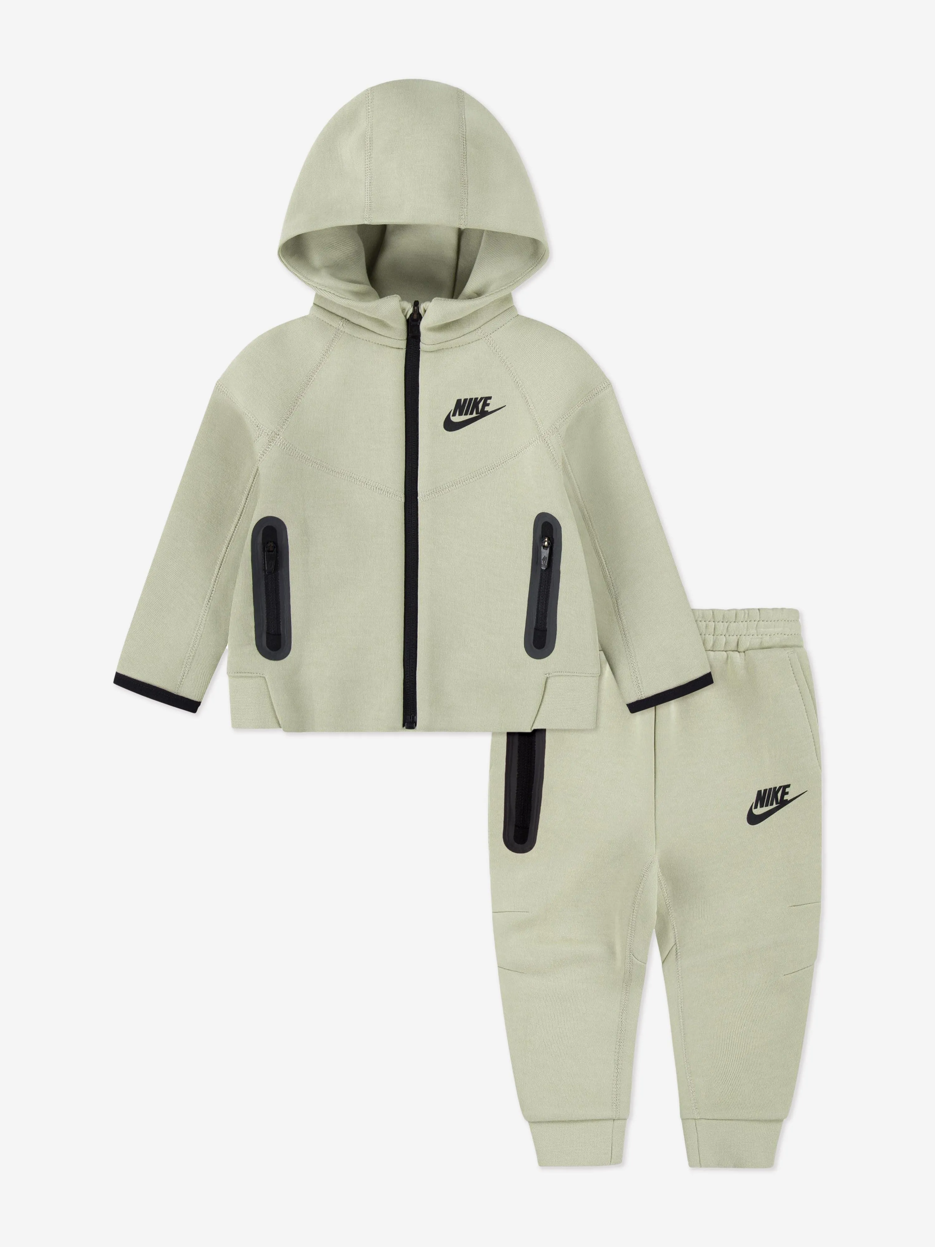 Survêtement à capuche Tech Fleece pour enfants avec fermeture éclair complète en vert