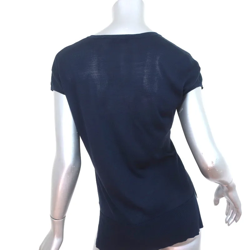 Haut à encolure en V manches courtes Knott en jersey de soie marine Taille 1