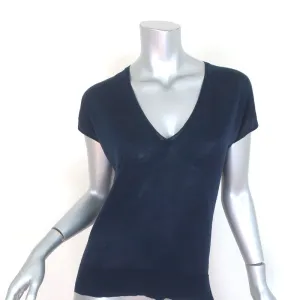 Knott Short Sleeve V-Neck Top Navy Silk Jersey Size 1