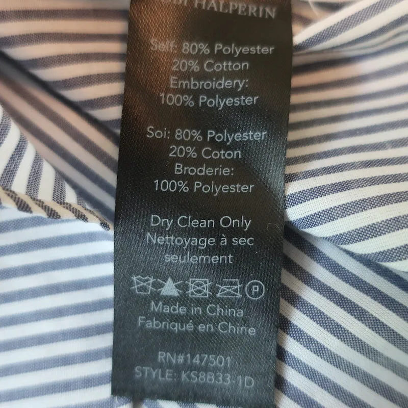 Chemisier Kobi Halperin Skylyn Bleu Dentelle Rayures Coton Taille Très Petite NEUF