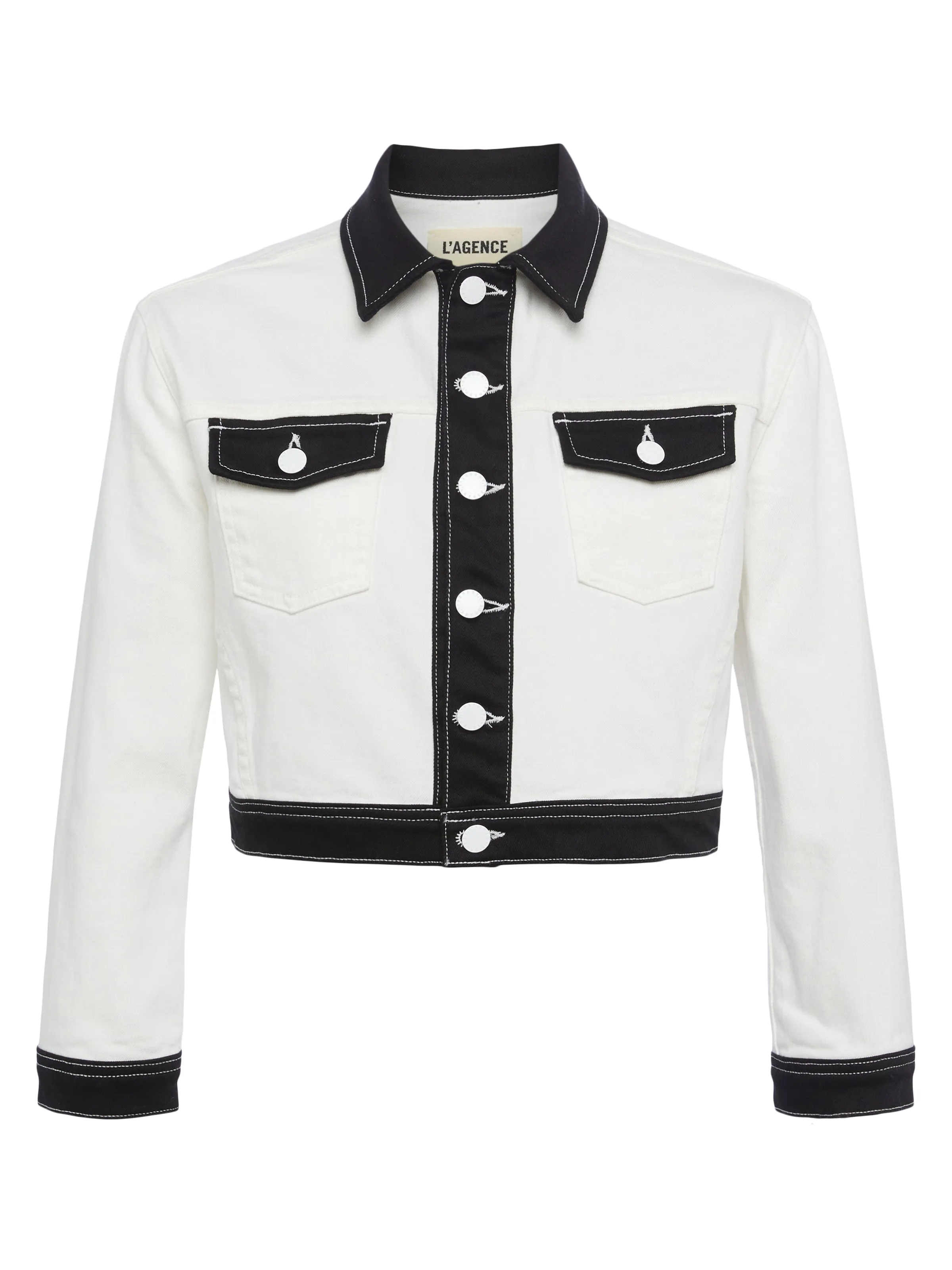 Veste en denim contrastée Koda coupée courte