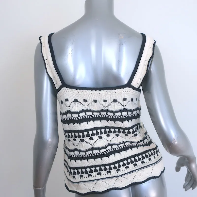La Ligne Jane Haut sans manches en tricot rayé crocheté Crème/Marine en coton Taille S