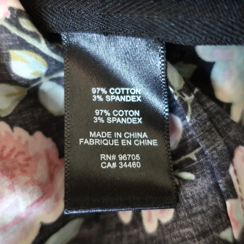 La Vie Rebecca Taylor Haut Ariane Imprimé Rose Noire Coton Élastique Taille Petit