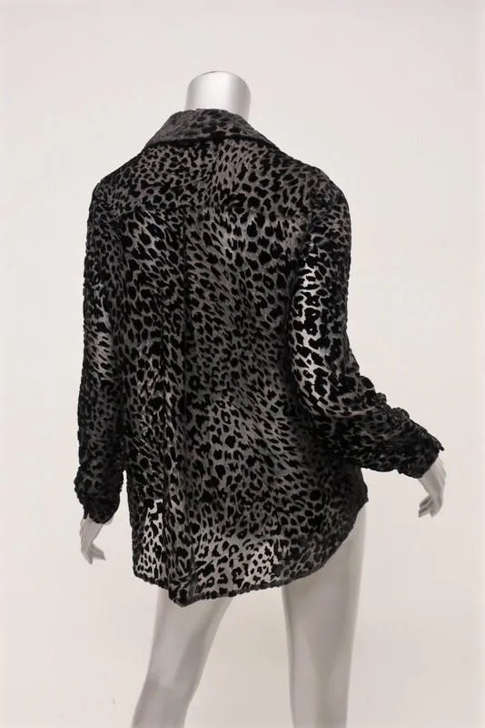L'Agence Blouse Nina Léopard Velours Brun Foncé Taille Extra Small