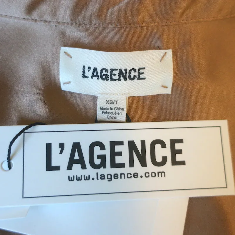L'Agence Emmy Chemisier sans manches boutonné Macaron Satin Taille Très Petit NEUF