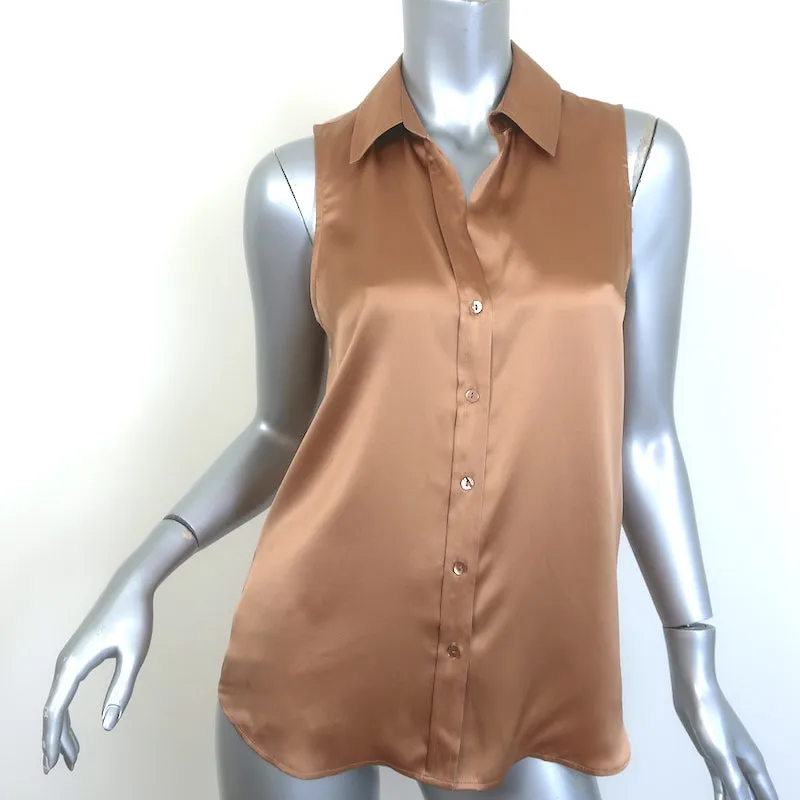 L'Agence Emmy Chemisier sans manches boutonné Macaron Satin Taille Très Petit NEUF
