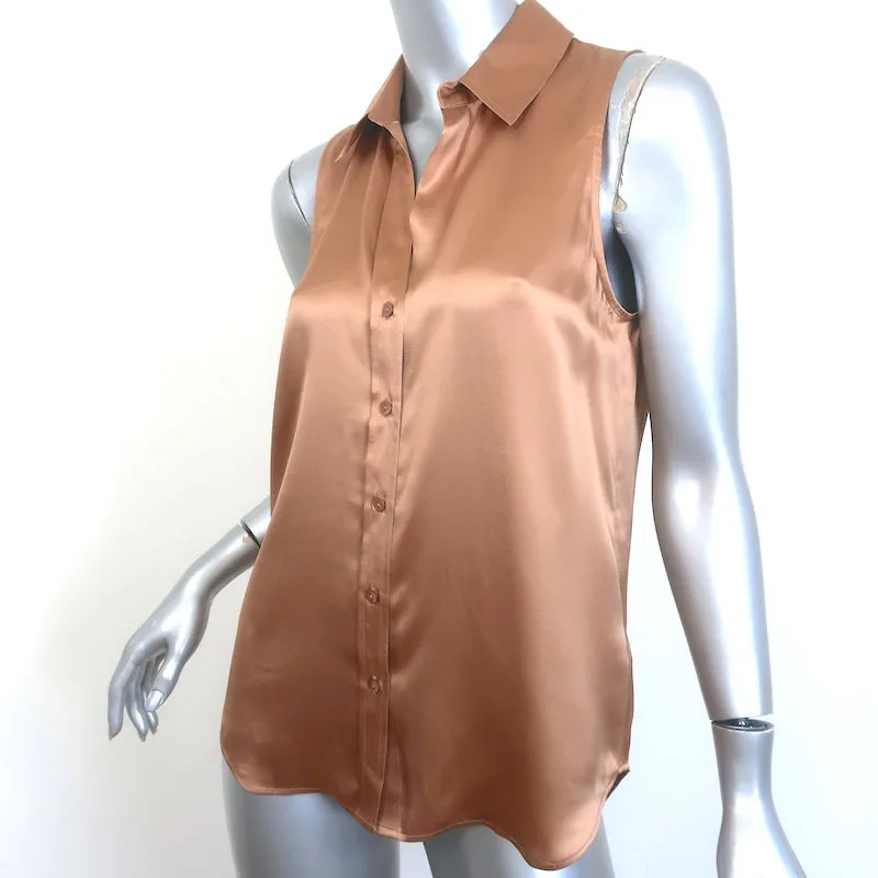 L'Agence Emmy Chemisier sans manches boutonné Macaron Satin Taille Très Petit NEUF