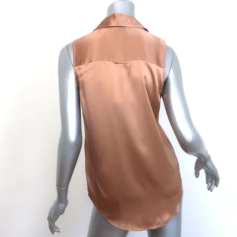 L'Agence Emmy Chemisier sans manches boutonné Macaron Satin Taille Très Petit NEUF