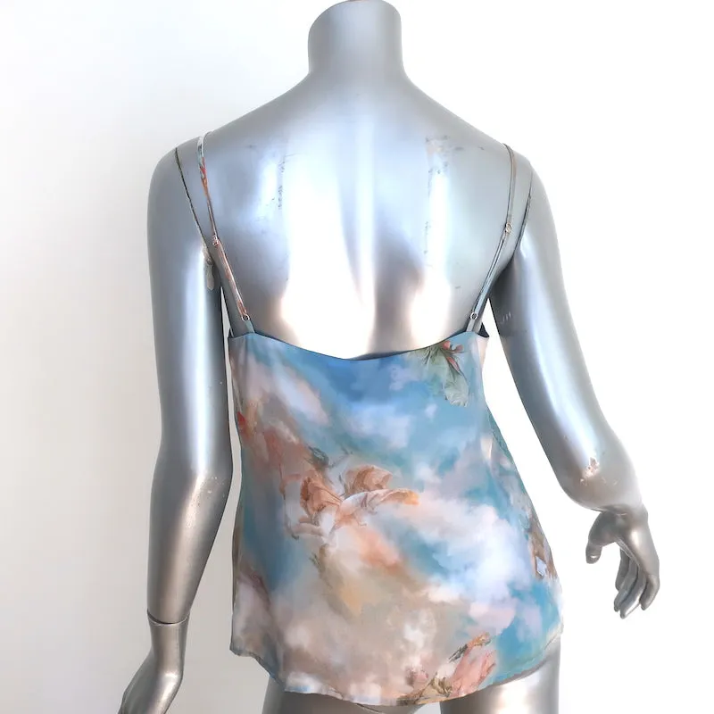 L'Agence Jane Camisole Bleue Renaissance Imprimé Soie Taille Très Petite NEUF